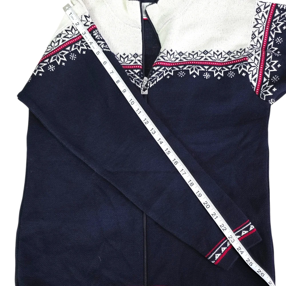 Dale Of Norway Vintage Navy and White High Quality Merino Wool Zip-Up Sweater S - Picture 12 of 12